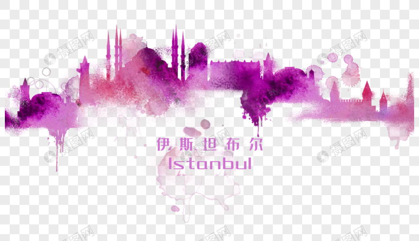 伊斯坦布尔水彩插画图片