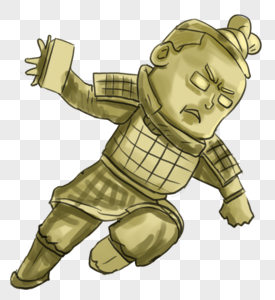 兵马俑手拿板砖图片素材