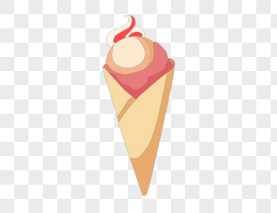 草莓甜筒彩色冰淇淋球高清图片