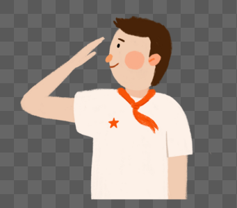 卡通人物头像敬礼的男孩素材