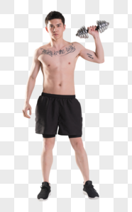 健身男性手举哑铃肌肉塑型图片