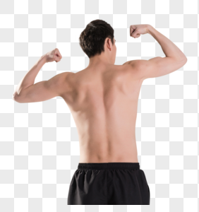 健身男性背部肌肉展示高清图片