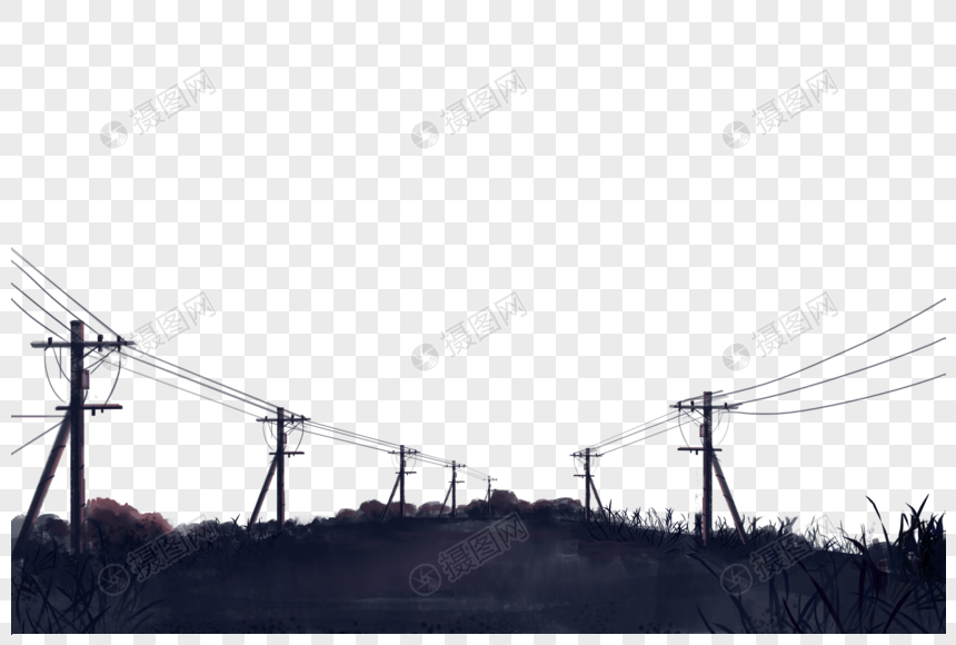 荒地电线杆元素素材下载 正版素材 摄图网