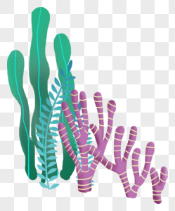 海洋植物卡通小章鱼珊瑚高清图片