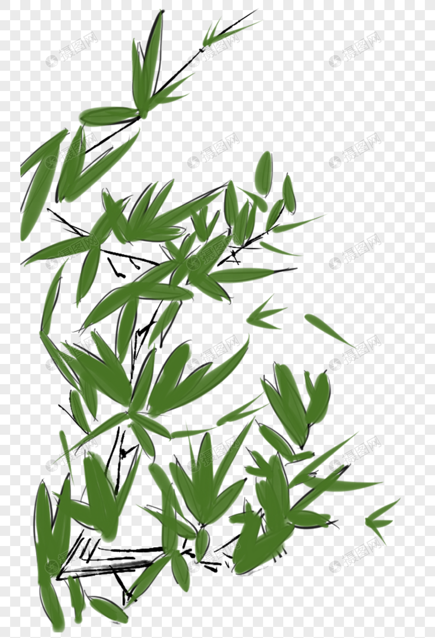 水墨画竹叶元素素材下载 正版素材 摄图网 水墨画竹叶元素素材下载 正版素材 摄图网