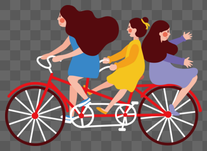 骑自行车的女孩们高清图片
