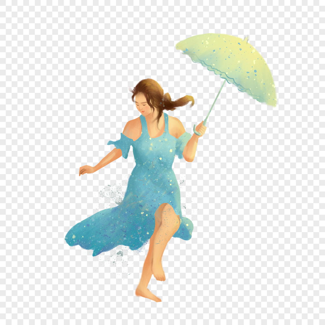 打伞的女孩元素素材格式_设计素材免费下载_vrf高清图片400225207_摄