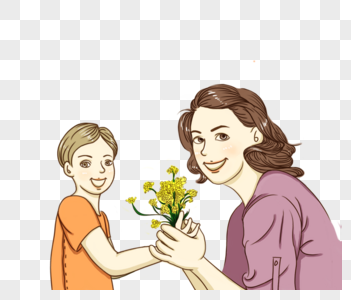 给母亲送花的男孩图片