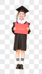 儿童学生穿学士服拍毕业照图片图片