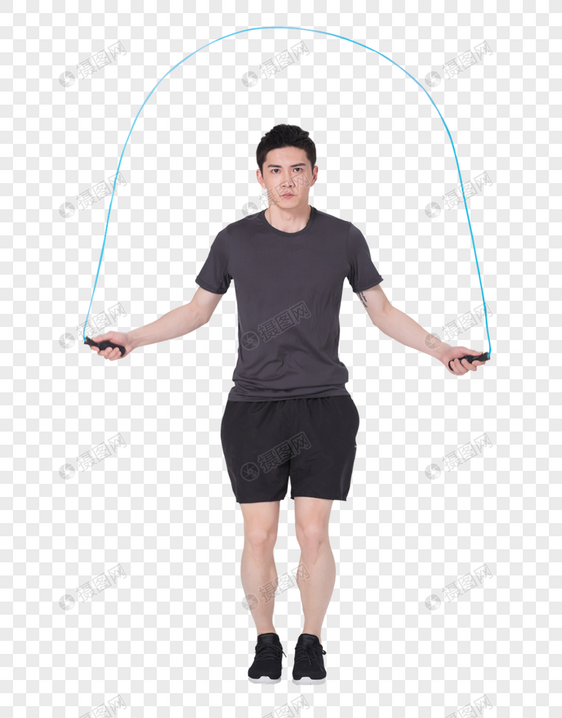 青年男子健身锻炼跳绳图片图片