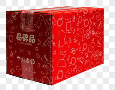 物品红色包装箱元素高清图片