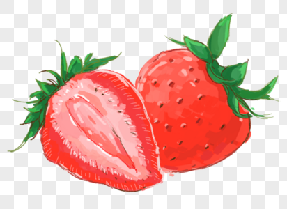 草莓手绘水果插画高清图片