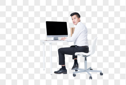 白领坐在办公桌前工作图片图片