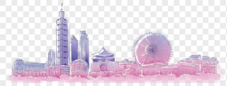 城市建筑天津地标建筑插画高清图片