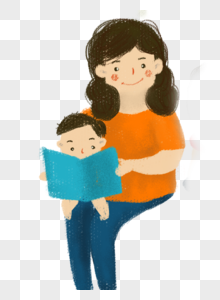 妈妈抱宝宝看书图片