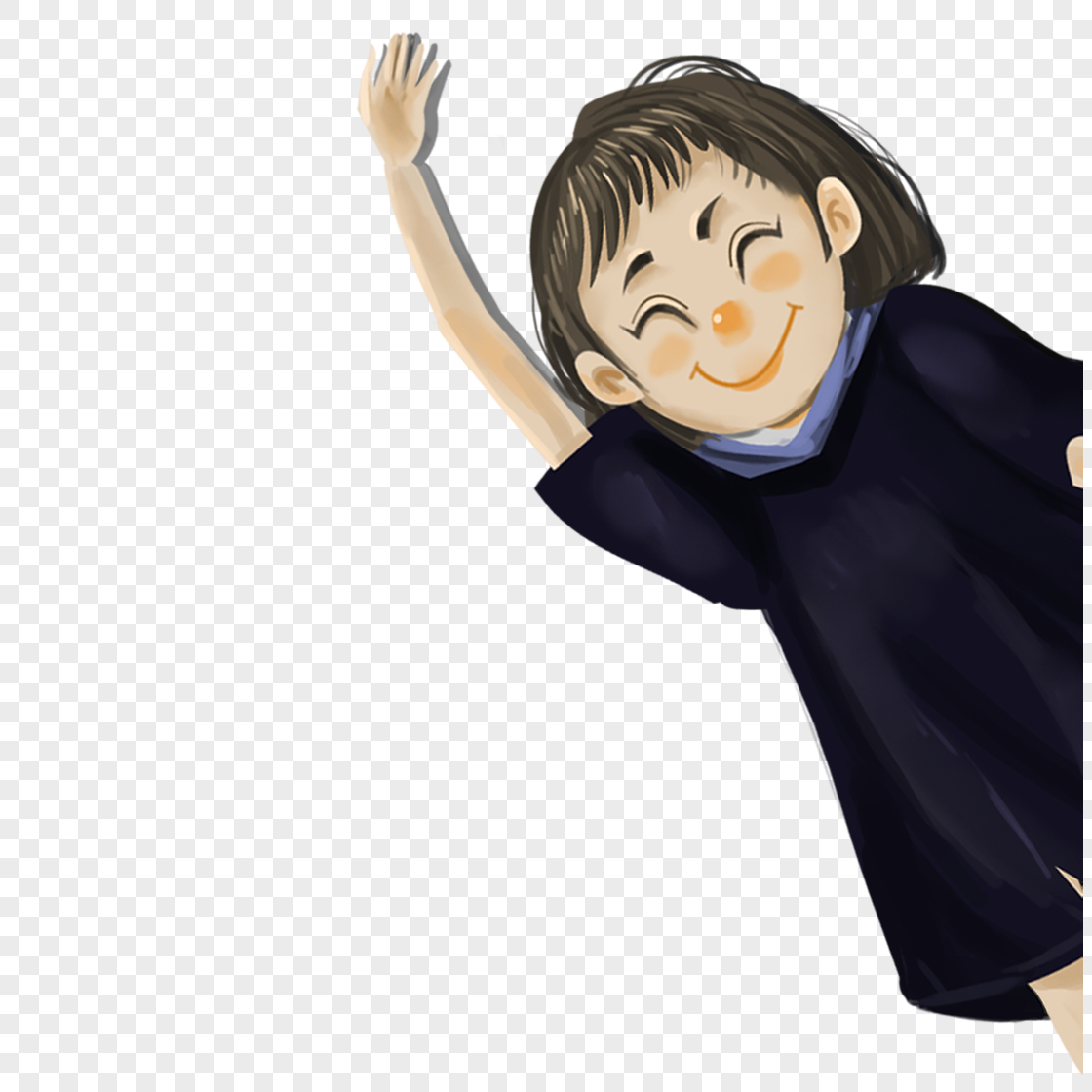 图片 素材 手绘/卡通元素 招手的女孩.