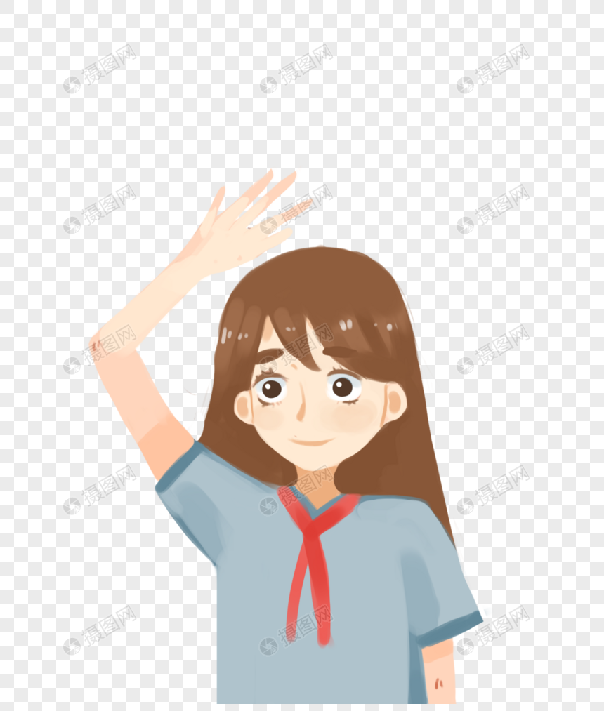 卡通女孩敬礼图片-千图网
