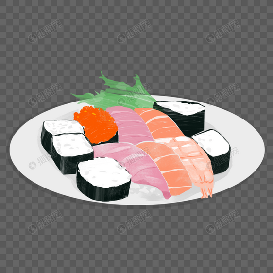 清新板绘食物插画寿司图片