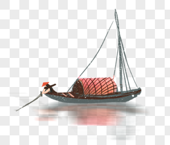 撒网的渔船图片