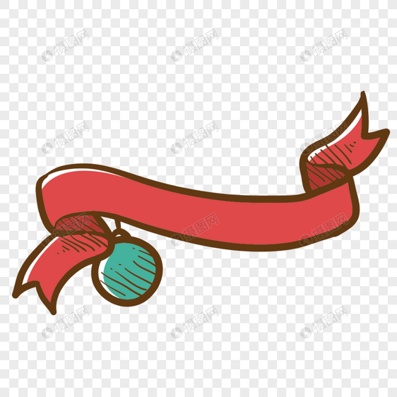 矢量手绘圣诞节丝带