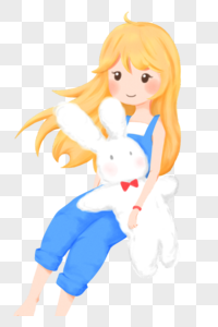 抱兔子的女孩图片