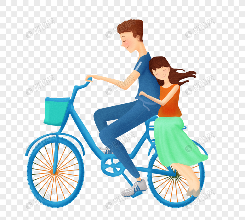 男生骑单车带女生图片