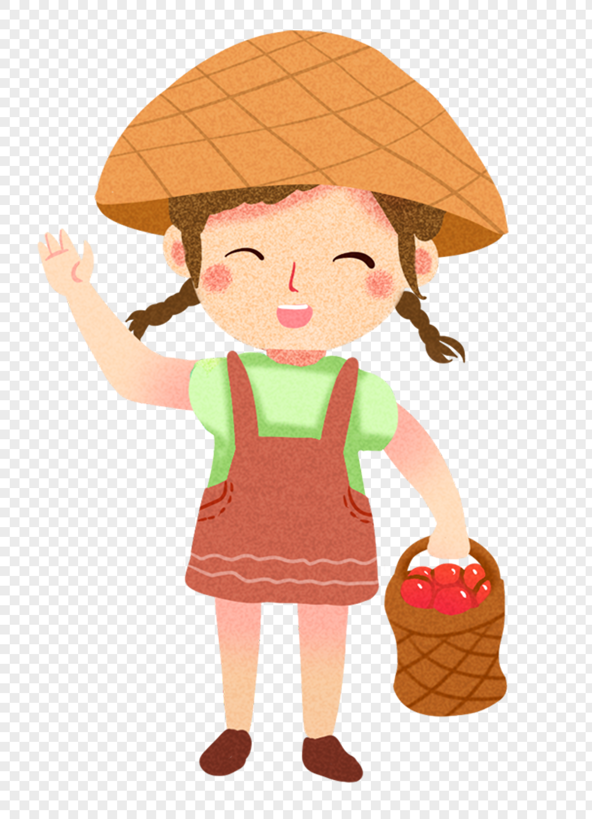 图片 素材 手绘/卡通元素 采摘的女孩.