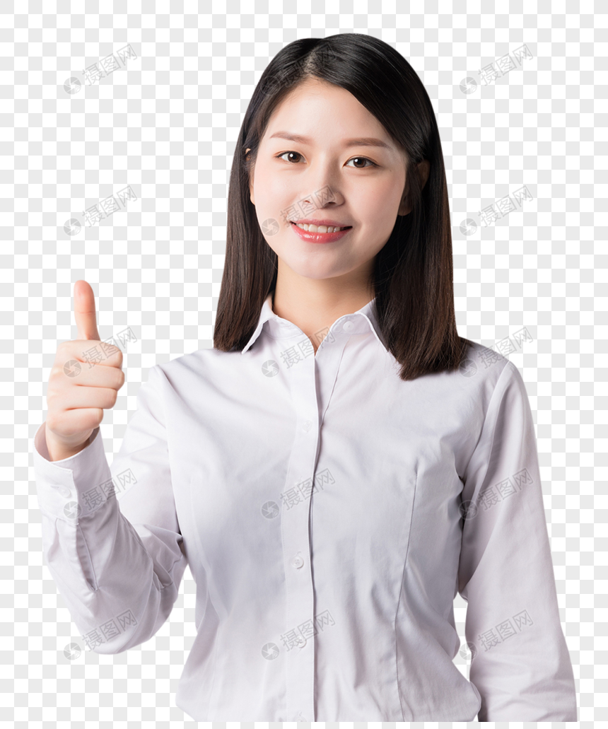 商务女性白领竖大拇指点赞图片