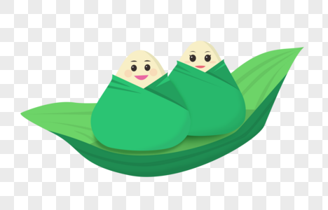 粽子小船绿色元素图片