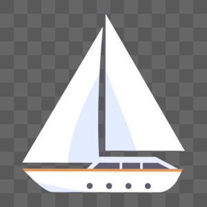 帆船白色元素插画高清图片