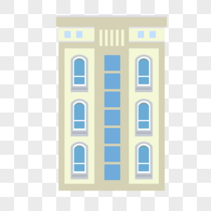 城市卡通插画居民楼素材