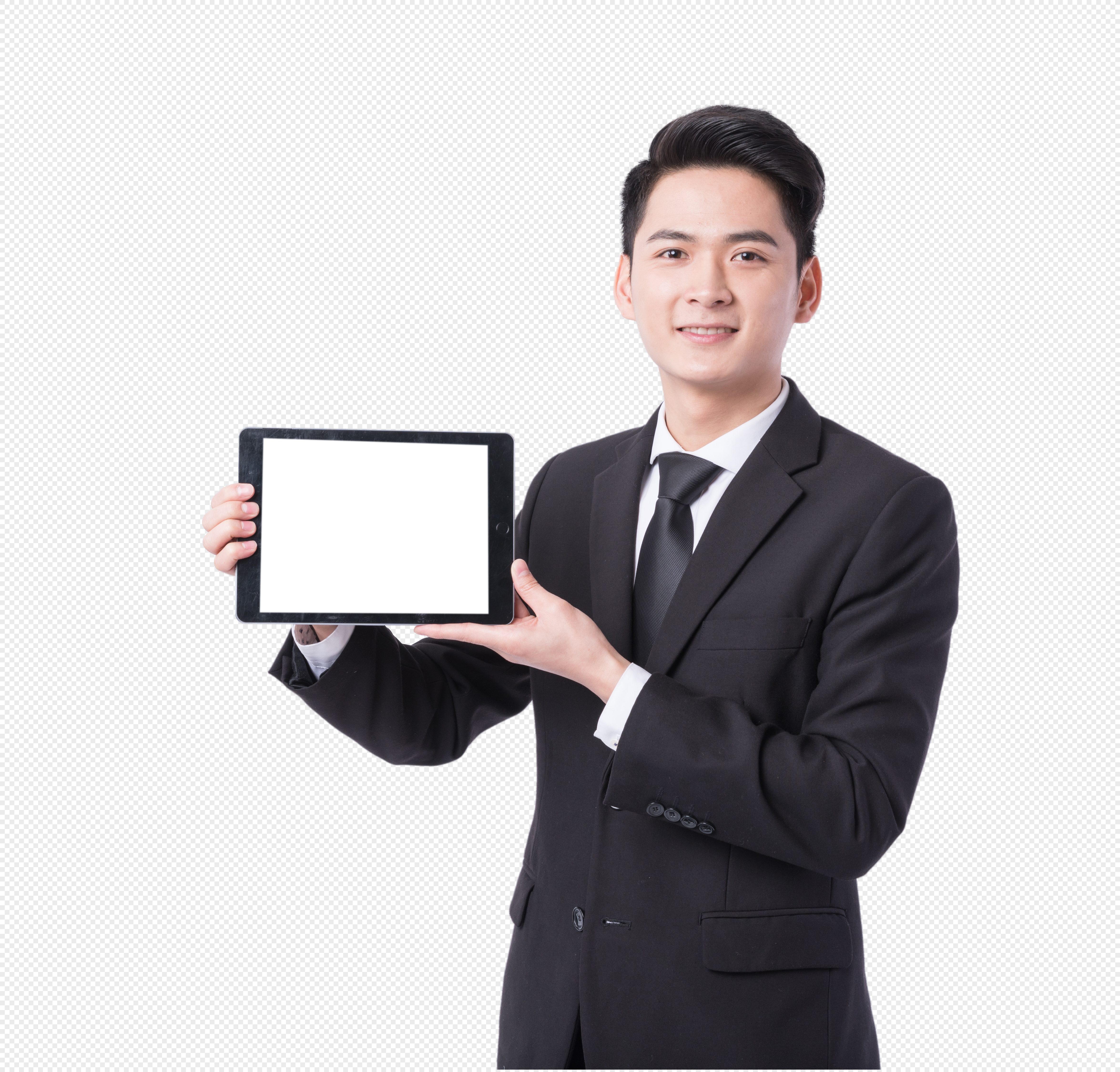 商务男士展产品示动作图片