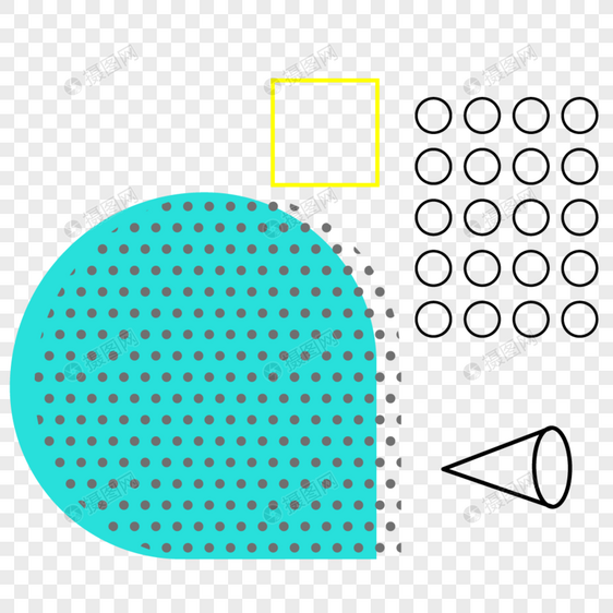 孟菲斯风格线条点线面不规则几何形状素材图片