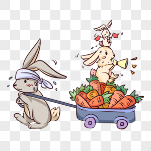 拉着萝卜车的兔子图片
