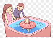 爸妈带宝宝游泳图片