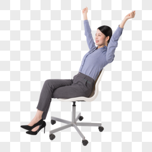 坐在椅子上伸懒腰放松的职场女性图片图片素材