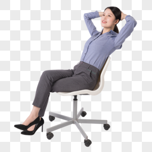 坐在椅子上伸懒腰放松的职场女性图片高清图片