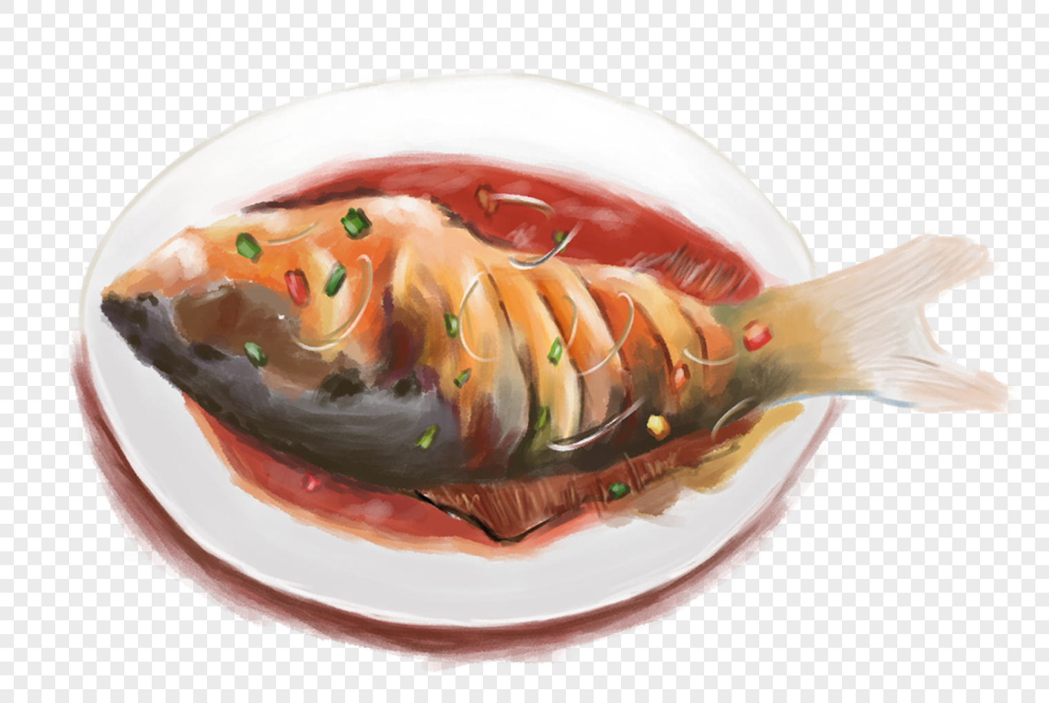 手绘/卡通元素 红烧鱼.png