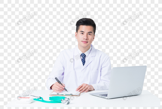 电脑前打字看病的医生图片