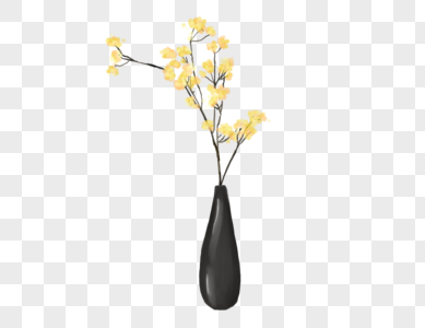 小黄花花朵树枝高清图片
