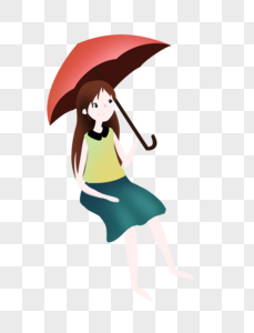 打伞的少女图片