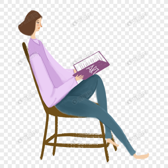 坐着看书的女人图片
