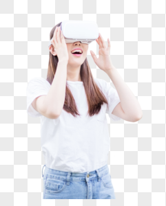 在教室头戴VR眼镜体验虚拟现实图片图片