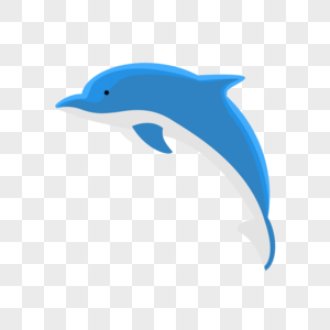 简约手绘扁平蓝色可爱海豚动物图片