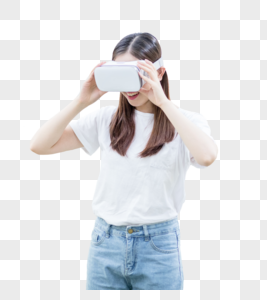 在教室头戴VR眼镜体验虚拟现实图片图片