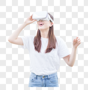 在教室头戴VR眼镜体验虚拟现实图片高清图片