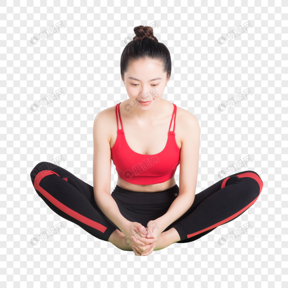 瑜伽垫上做瑜伽动作的年轻女性图片图片