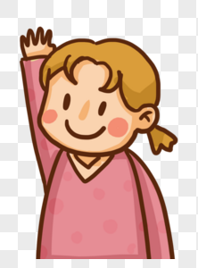 卡通人物背着举手左右图片