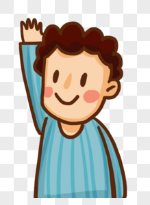 卡通人物背着举手左右图片