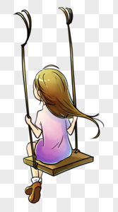 古代女孩荡秋千图片